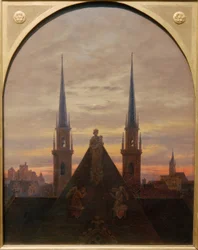 Stadt in der Abenddämmerung